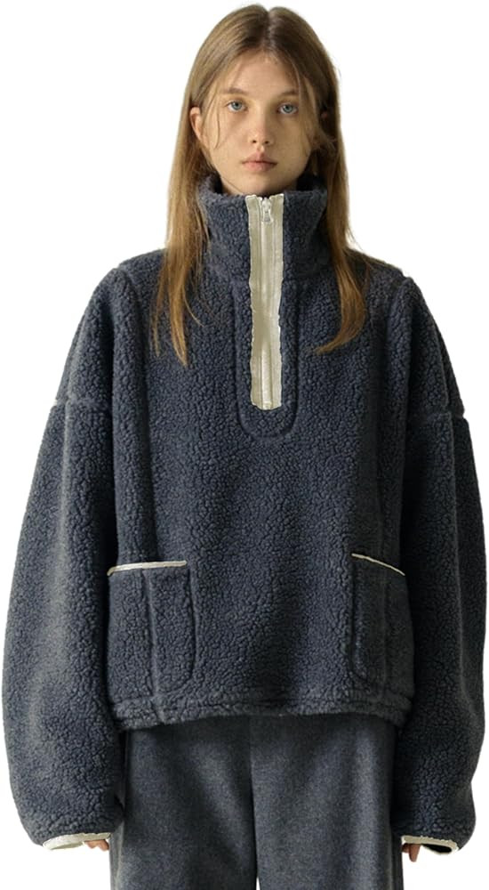 UANEO Womens Zip Up Hoodies Sherpa Fleece Pullover Sweatshirts with Pockets Sweater Tops | Amazon (US)