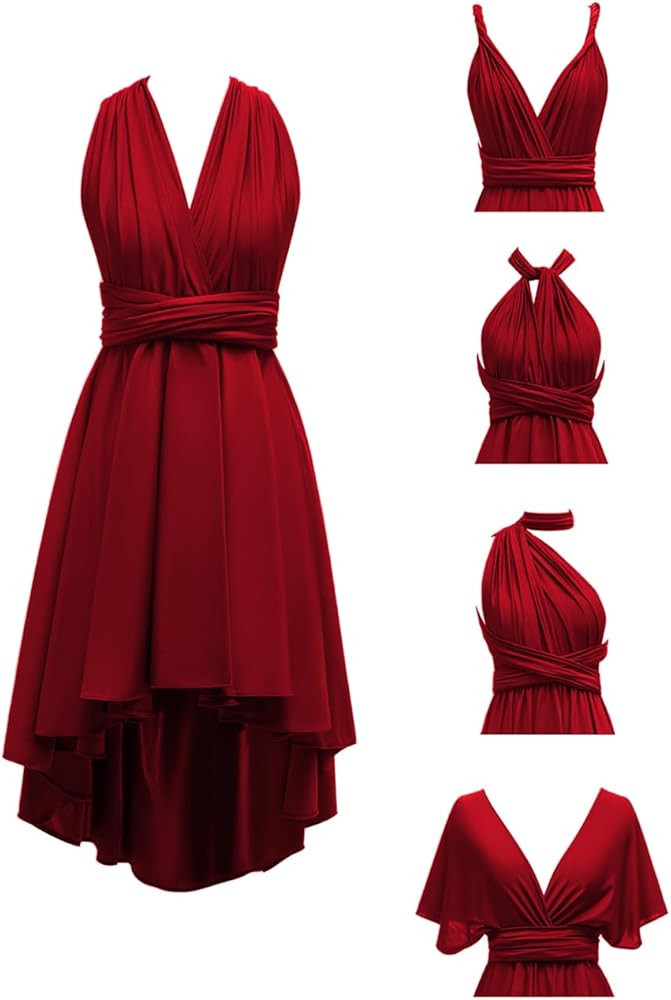 Women's Short Convertible Dress with Bandeau High Low Infinity Bridesmaid Dresses Transformer Pro... | Amazon (US)
