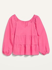 Tiered Seersucker Long-Sleeve Swing Top for Women | Old Navy (US)