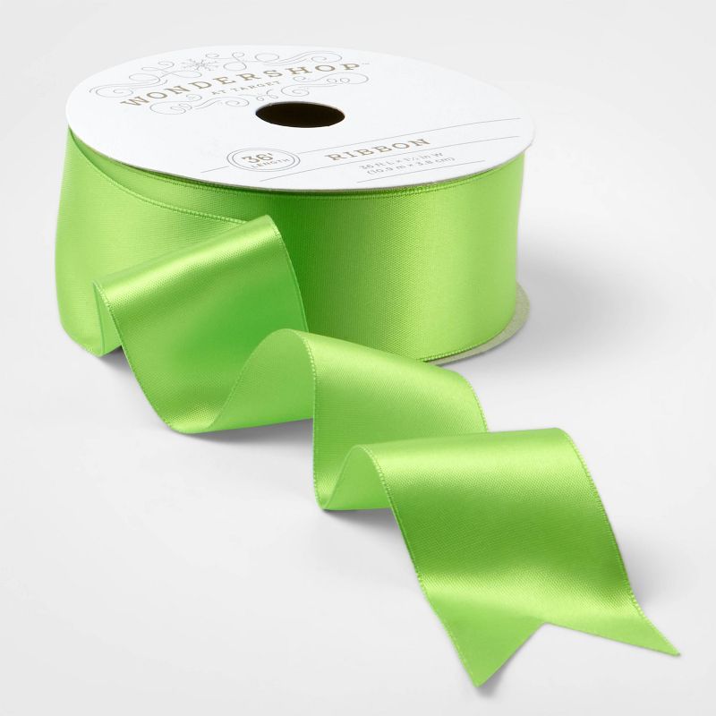 1.5" Satin Fabric Ribbon Neon Green 36ft - Wondershop™ | Target