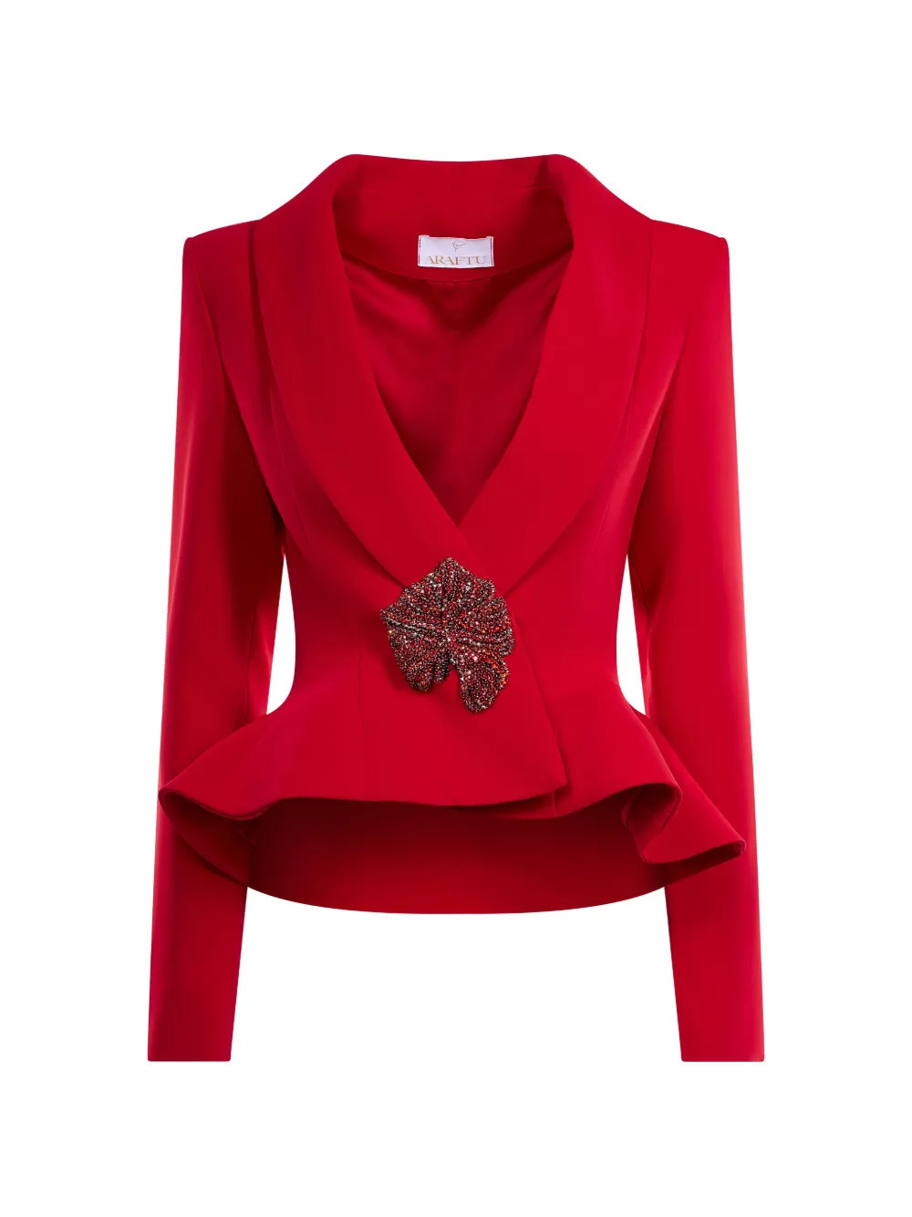 ARAFTU crystal-embellished peplum blazer - Red | Farfetch Global