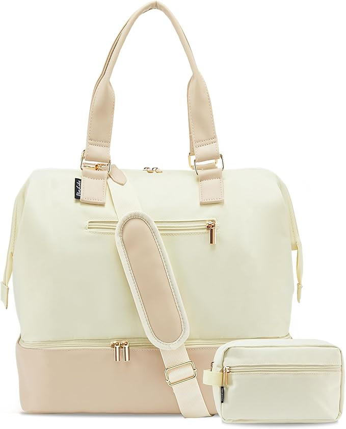 Weekender Bags for Women, Large Travel Duffel Bag with Shoes Compartment, Carry On Overnight Tote... | Amazon (US)