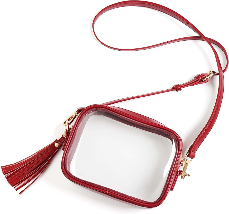 Yarnic Clear Bag Stadium Approved, PVC Transparent Crossbody Purse Small Clear Crossbody Bag with... | Amazon (US)