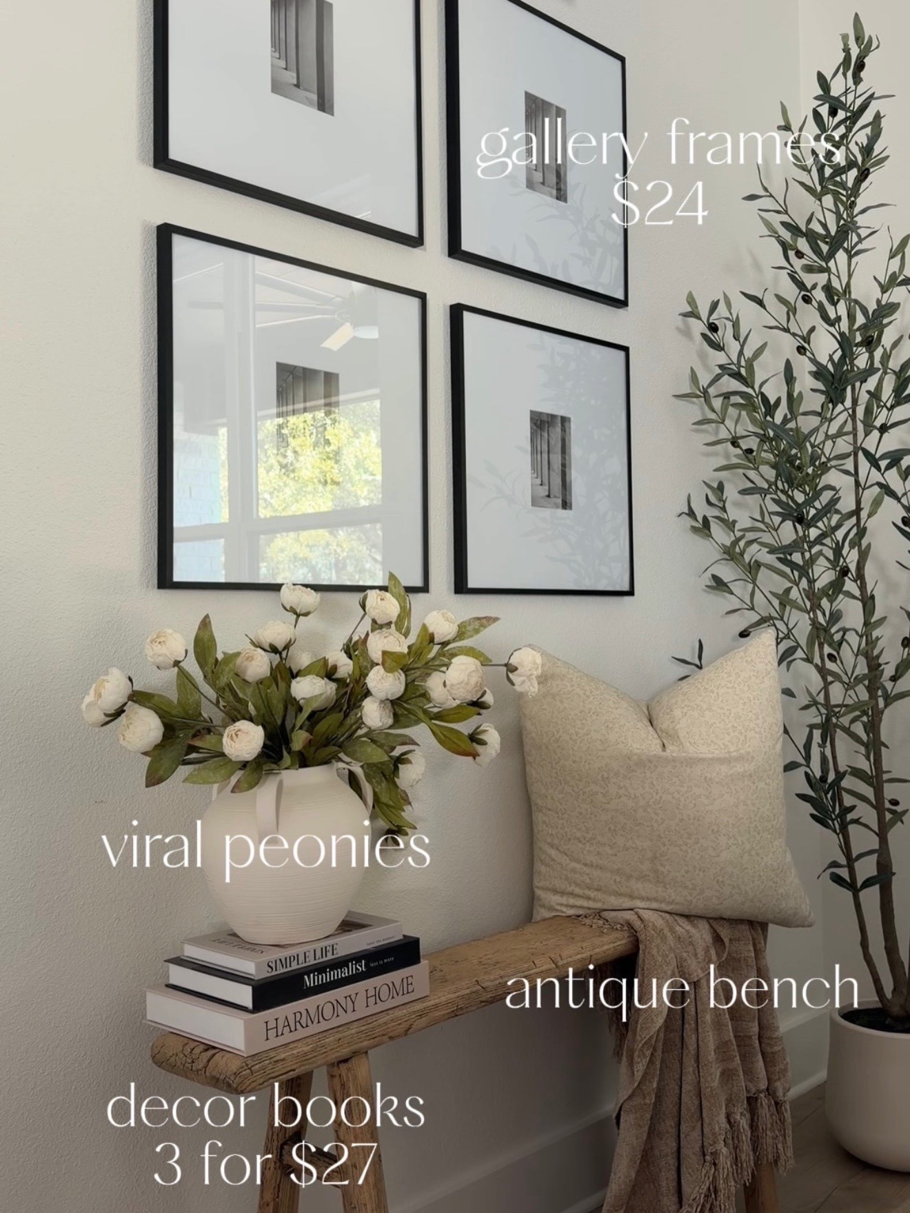 Gallery Wall / Entryway styling

Gallery frames, viral peonies, vintage wood bench, rustic bench, decor books, Amazon home, home finds 

#LTKHome #LTKSaleAlert #LTKSeasonal