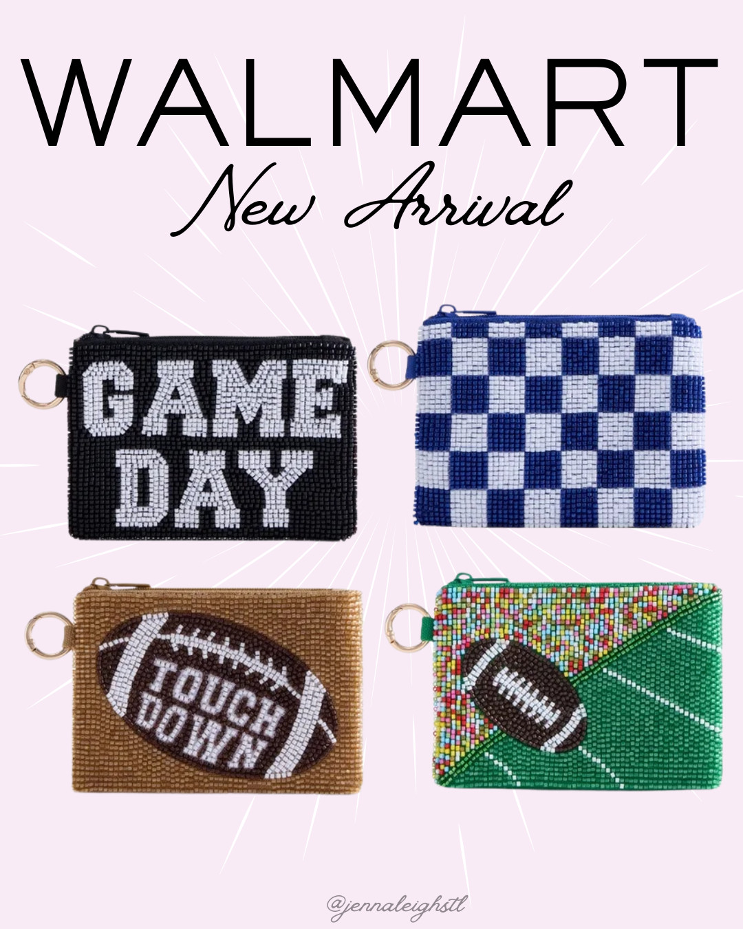 Football season is right around the corner, and Walmart already has the cutest game day accessories. These No Boundaries beaded pouches are such a fun way to add a little personality to your game day outfit. I love that there are football, checkered, and other beaded designs to choose from 

 #LTKSeasonal #LTKMidsize