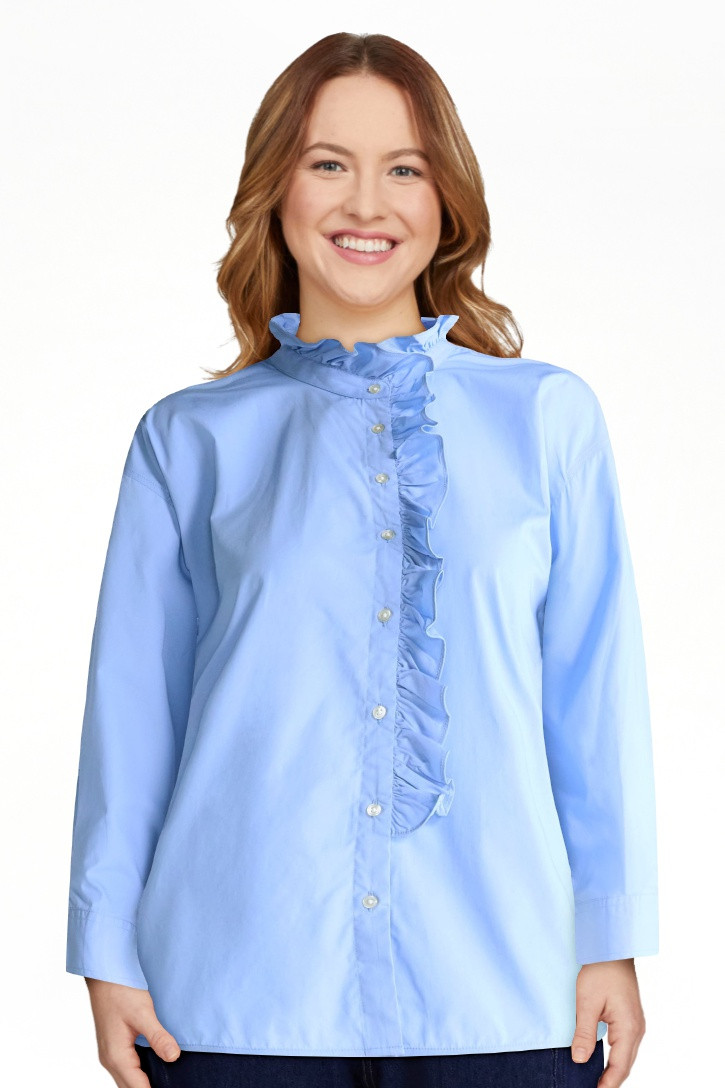 Free Assembly Women's and Women's Plus Ruffle Neck Cotton Top, Sizes XS-4X | Walmart (US)