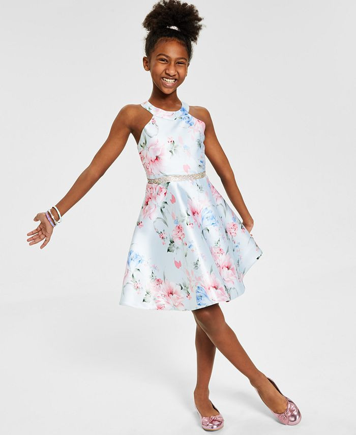 Big Girls Printed Mikado Bow Back Dress | Macys (US)