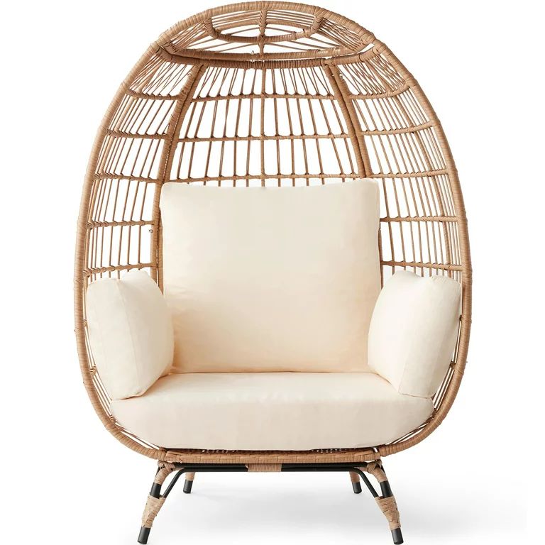 Best Choice Products Wicker Egg Chair Oversized Indoor Outdoor Patio Lounger w/ Steel Frame, 440l... | Walmart (US)