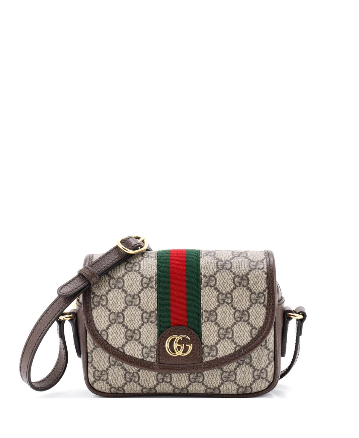 Pre-Owned Gucci Mini Ophidia Flap Shoulder Bag Gg Coated Canvas - Brown | Macy's