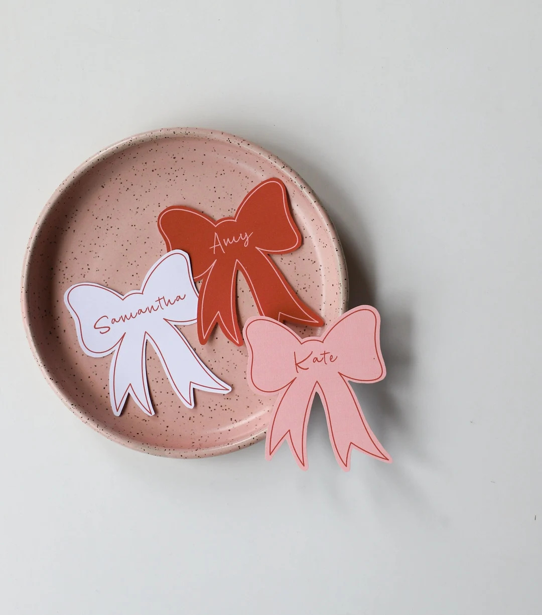 Blush Pink BOW SHAPED PLACECARD Template | Hand Drawn Bow Illustration, Handwritten Bow Place Car... | Etsy (US)