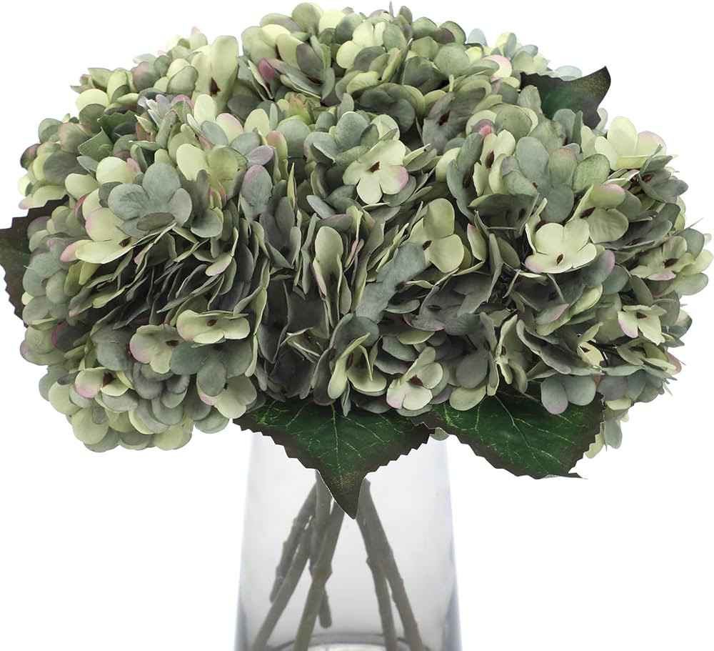 Kimura's Cabin 6pcs Fake White Flowers Artificial Silk Hydrangea Flowers Bouquets Faux Hydrangea ... | Amazon (US)