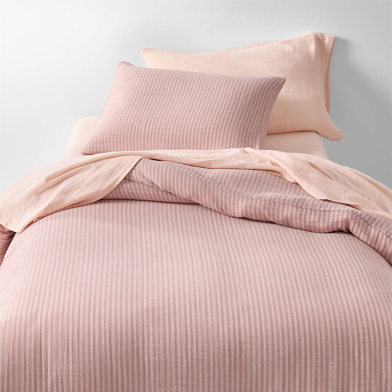 Supersoft Striped Lilac Rose Organic Cotton Gauze Kids Full/Queen Duvet Cover + Reviews | Crate &... | Crate & Barrel