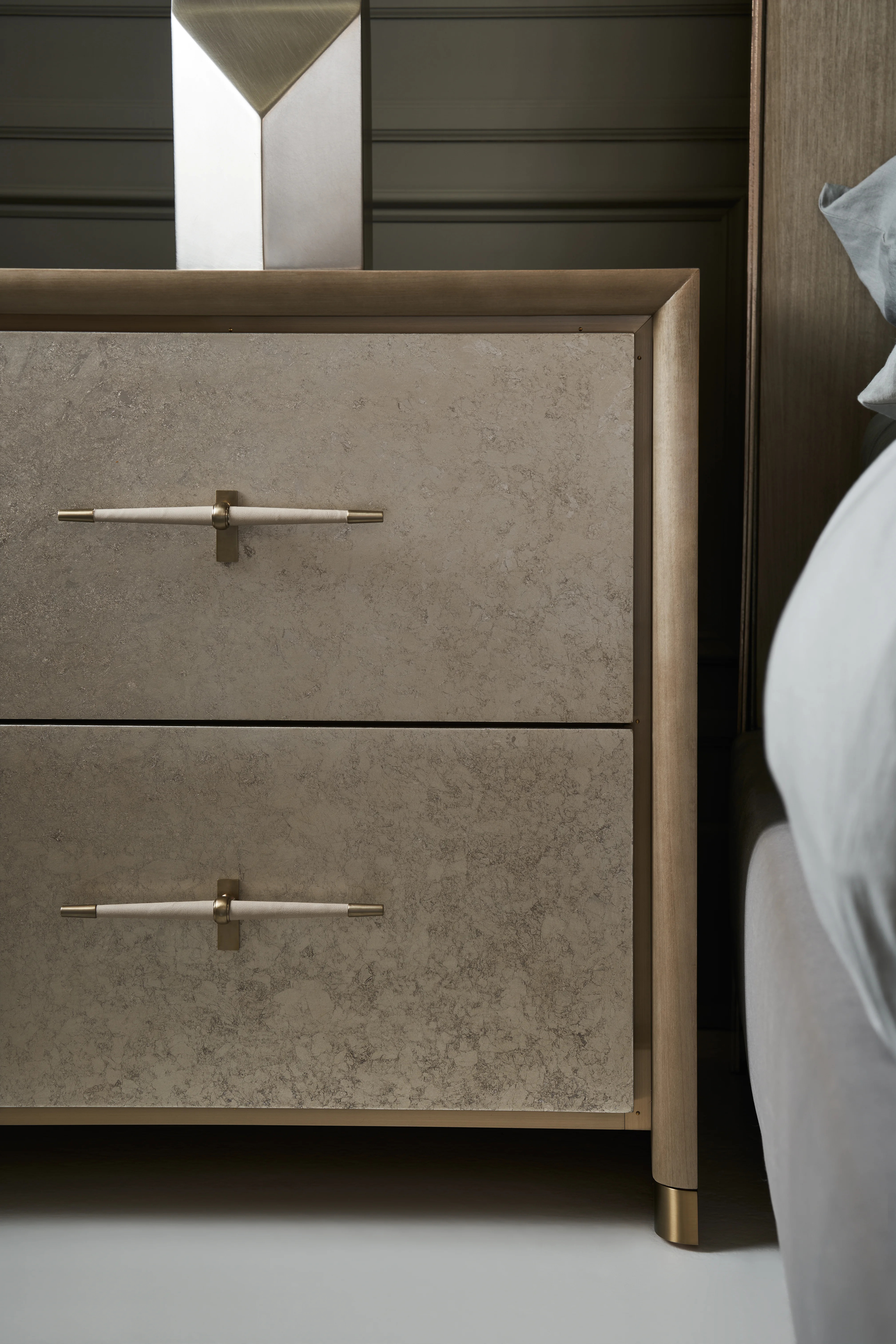 Hang Up 26" Wide 2 - Drawer Nightstand in Dry Martini/Winter Frost/Brushed Gold | Wayfair North America