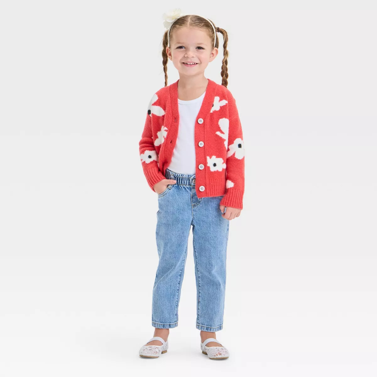 Toddler Girls' Floral Cardigan - Cat & Jack™ Red | Target