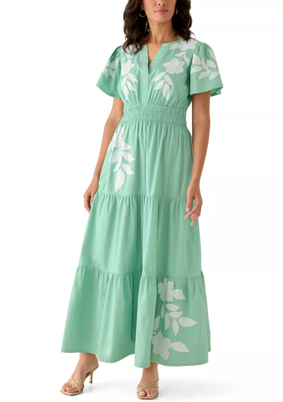 Women's Short Sleeve Waisted Maxi Dress | Belk