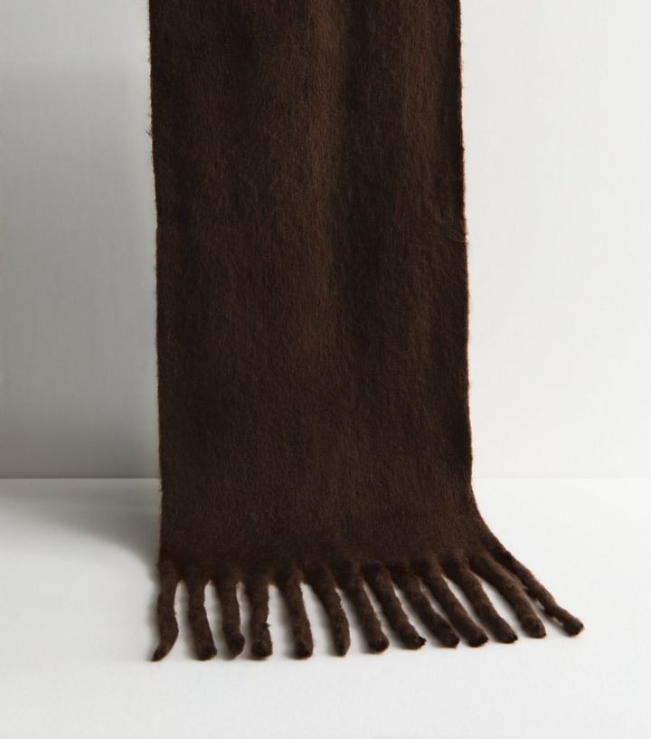 Brown Brushed Fringed Scarf | New Look | New Look (UK)