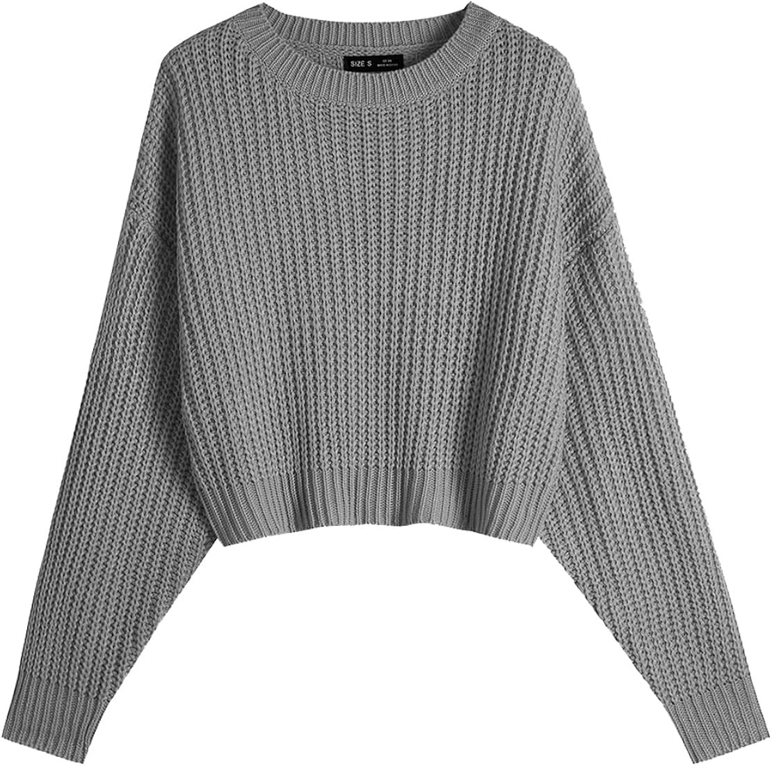 Ckikiou Fall Winter Loose Batwing Cute Cropped Sweater for Women Sexy Crew Neck Lightweight Soft ... | Amazon (US)