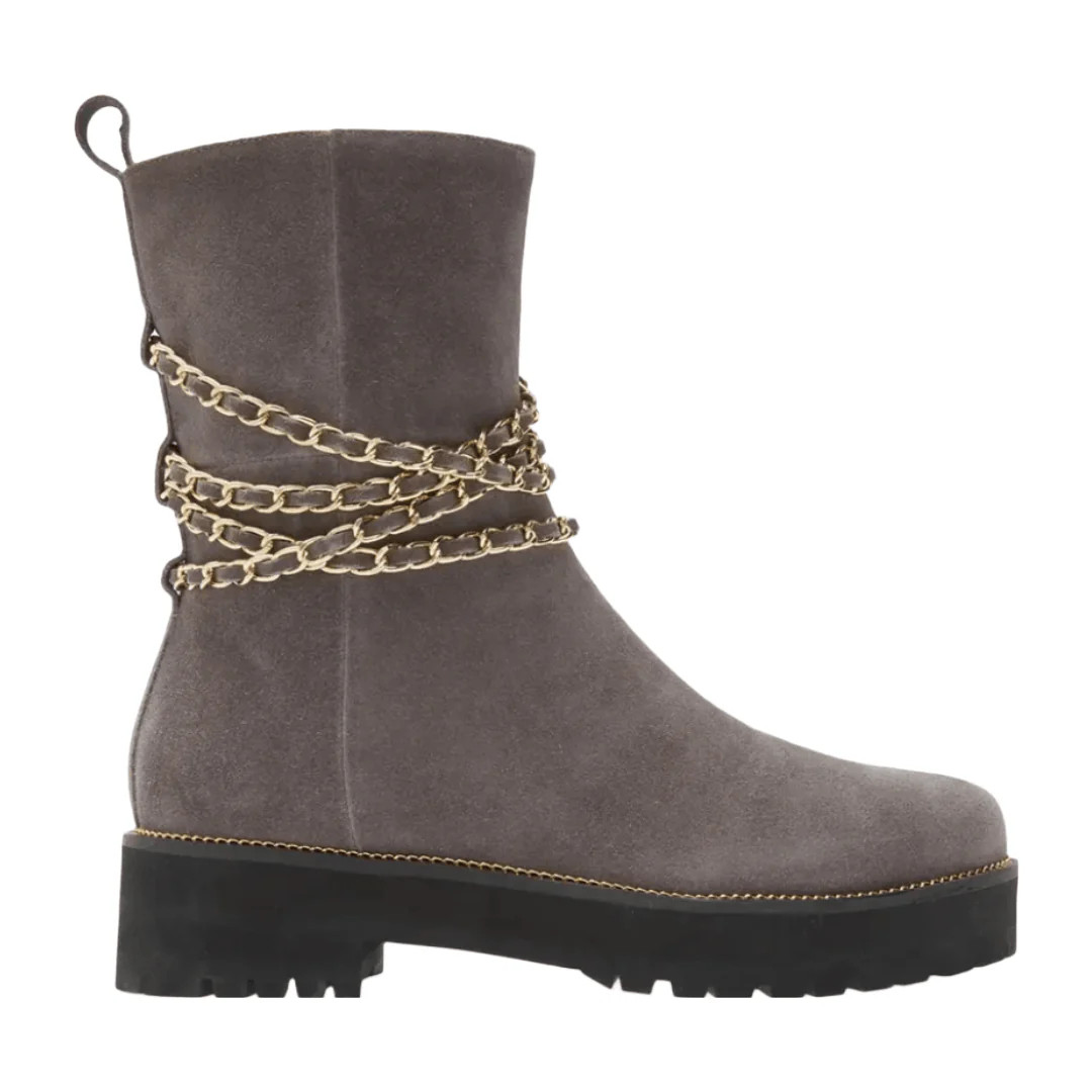 CECELIA NEW YORK-MISUNDERSTOOD MID CHAIN BOOT SLATE SUEDE | Cecelia New York