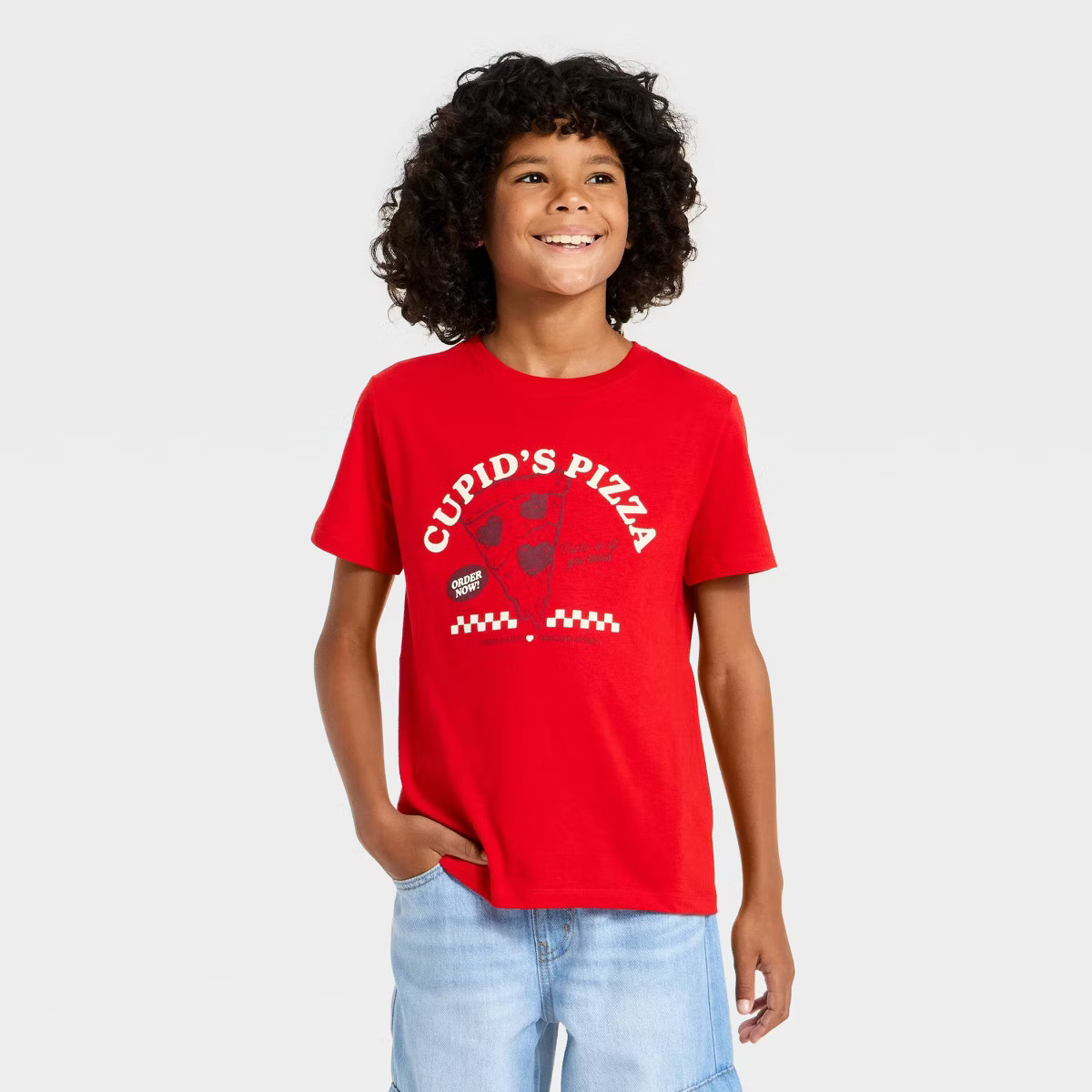 Boys' Valentine's Day Cupids' Pizza Graphic T-Shirt - Cat & Jack™ Red | Target