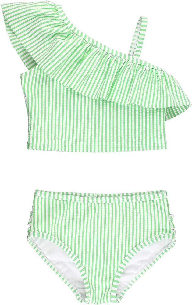 RuffleButts Girls UPF50+ Sun Protection One Shoulder Ruffle Tankini Two Piece Swimsuit | Amazon (US)