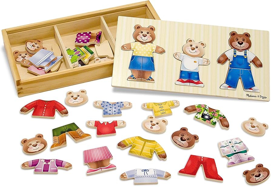 Melissa & Doug Mix 'n Match Wooden Bear Family Dress-Up Puzzle With Storage Case (45 pcs) | Woode... | Amazon (CA)