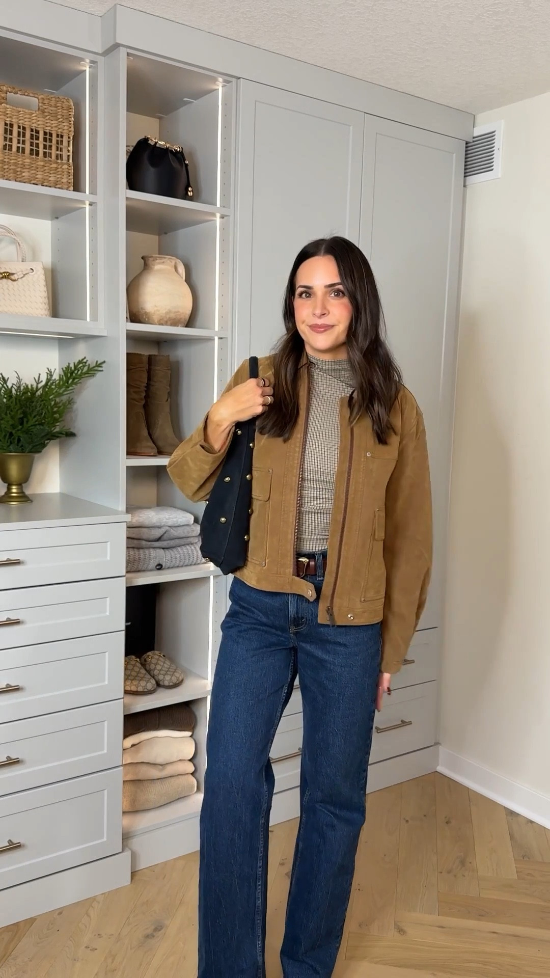 Date night fit! 
Suede jacket: tts (S) 
Mockneck tank: tts (S) 
Jeans: tts (27 long) 
Boots: size up half 

#LTKTall #LTKFindsUnder100 #LTKStyleTip