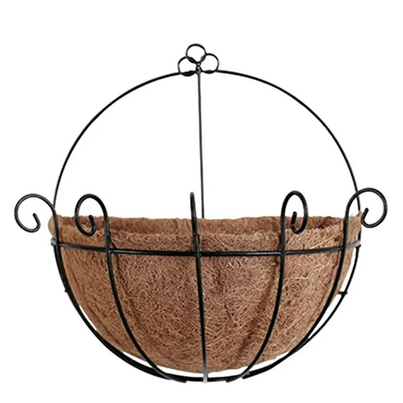 Metal Half Round Wall Planter with Coco Liner, Hanging Basket for Outdoor Plants, Wall-Mounted Fl... | Walmart (US)