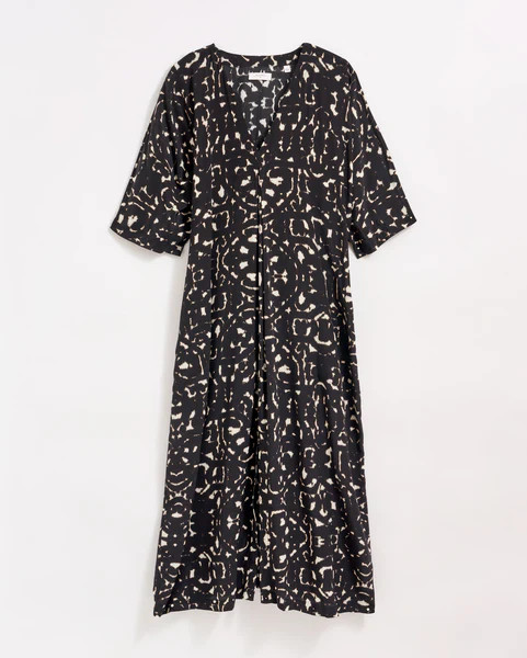 Moroccan Screen Silk V-Pleat Maxi Dress - | Billy Reid