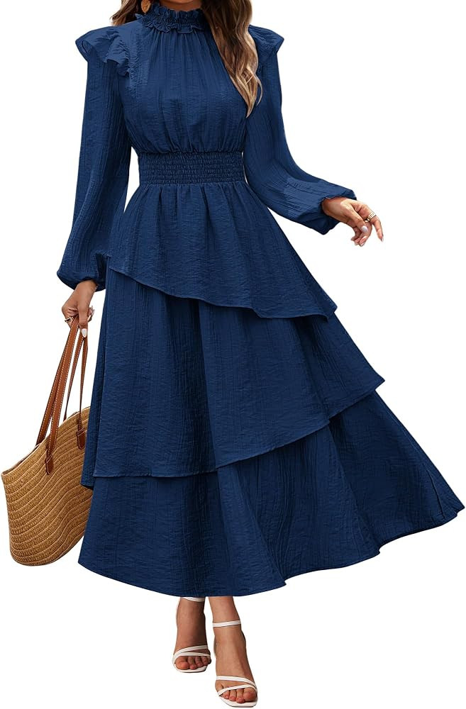 GRACE KARIN Women Dresses Casual A Line Swing Dresses Long Sleeve Maxi Dress Party Dress Renaissa... | Amazon (UK)