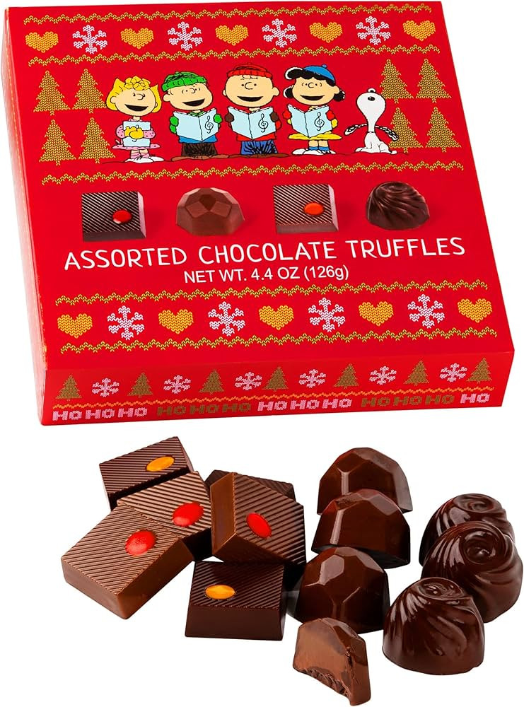 Peanuts Chocolate Truffles Christmas Gift Box, Snoopy Gourmet Belgian Chocolate Gifts for Adults ... | Amazon (US)