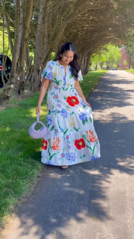 Summer wedding guest dresses summer vacation dresses 
@anthropologie dress in size S 
@songmont bag
@baublebar floral earring 

#LTKWedding #LTKTravel #LTKStyleTip