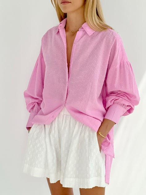 Isla Cotton Easy Day Shirt | Fiji Pink | Vita Grace