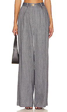 MATTHEW BRUCH Pleated Trouser in Denim from Revolve.com | Revolve Clothing (Global)
