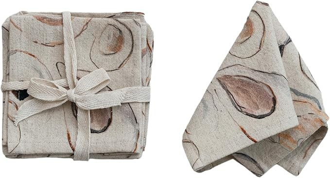 Creative Co-Op Patterned Cotton and Linen Cocktail Napkins, Multicolor, Set of 4 | Amazon (US)