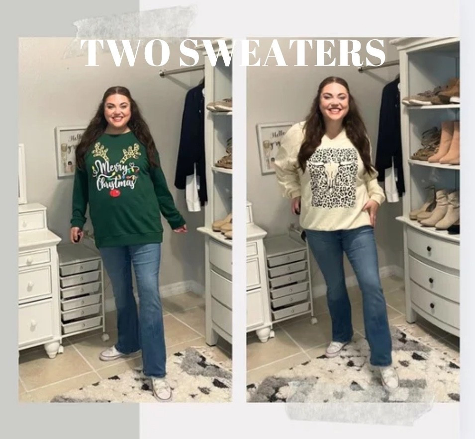 Finding the perfect cozy vibe for the season! Whether you’re leaning into the holiday spirit or looking for that everyday "Western chic" aesthetic, these two sweaters from Amazon are absolute must-haves.

Both have that perfect oversized fit that pairs effortlessly with flare jeans and your favorite white sneakers.

#LTKholiday #AmazonFashion #WesternChic #HolidayOOTD #CurvyStyle #MerryChristmas #WinterOutfits #FlareJeans #CasualStyle #LTKunder50

#LTKHoliday #LTKGiftGuide #LTKMidsize