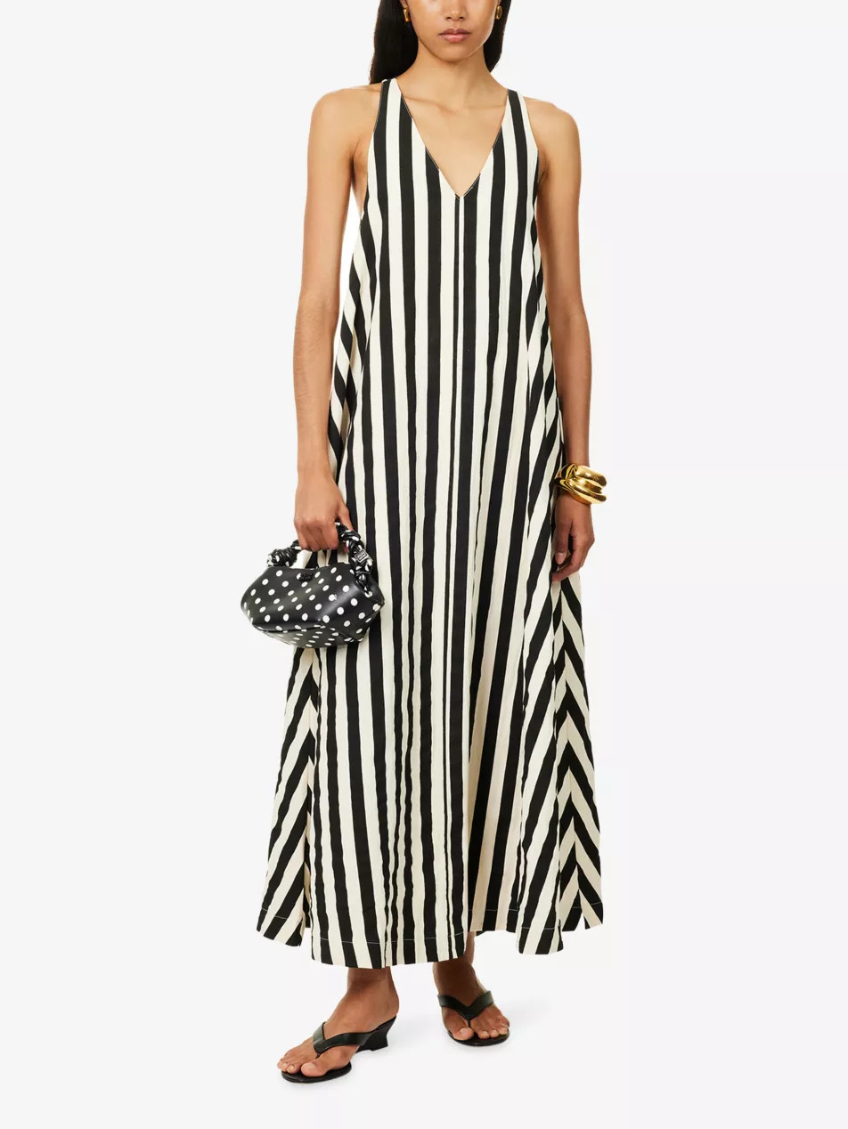 Valeria Stripe Trapeze Cotton Maxi Dress | Selfridges