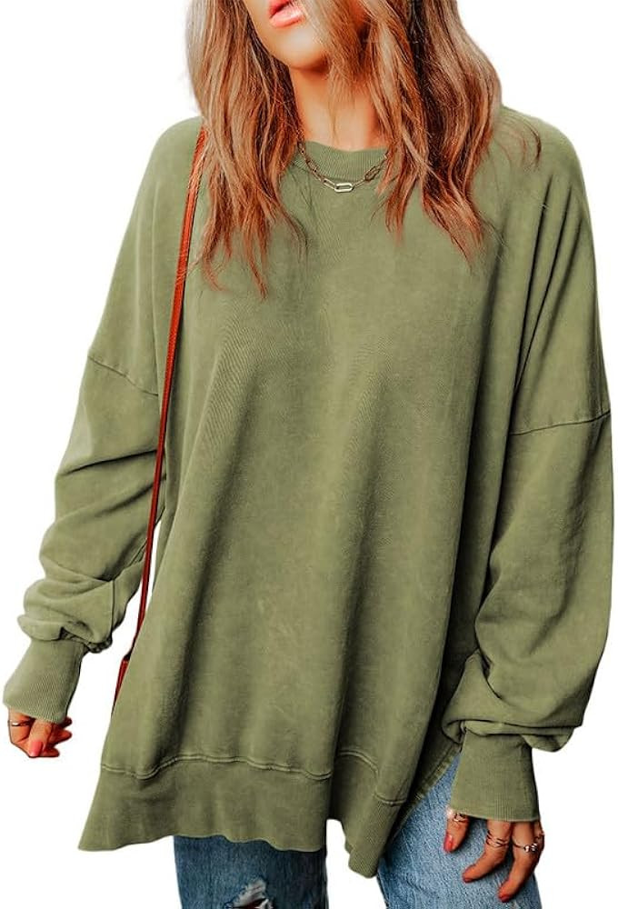 SHEWIN Womens Sweatshirt Casual Long Sleeve Crewneck Lightweight Pullover Tops Loose Sweatshirts | Amazon (US)