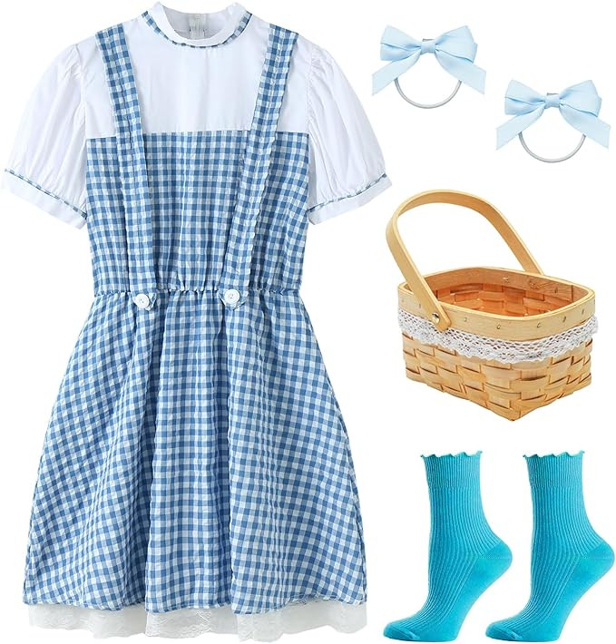 UIMLK Halloween Costumes for Girls Blue Gingham Dress Wizard of oz Dorothy Book Storybook Charact... | Amazon (US)