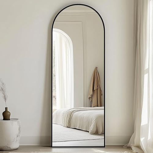 Dewfig Arched Black Full Length Mirror, 57"X20", Large Floor Mirror with Stand, Full Body Mirror Standing Mirror for Leaning or Hanging Bedroom, Living Room,Dressing Room, Aluminum Alloy Frame, Black | Amazon (US)