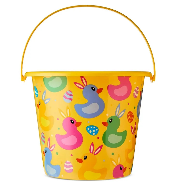 Jumbo Bunny Ducks Plastic Bucket, Multicolor, 11" x 9", Easter by Way To Celebrate | Walmart (US)
