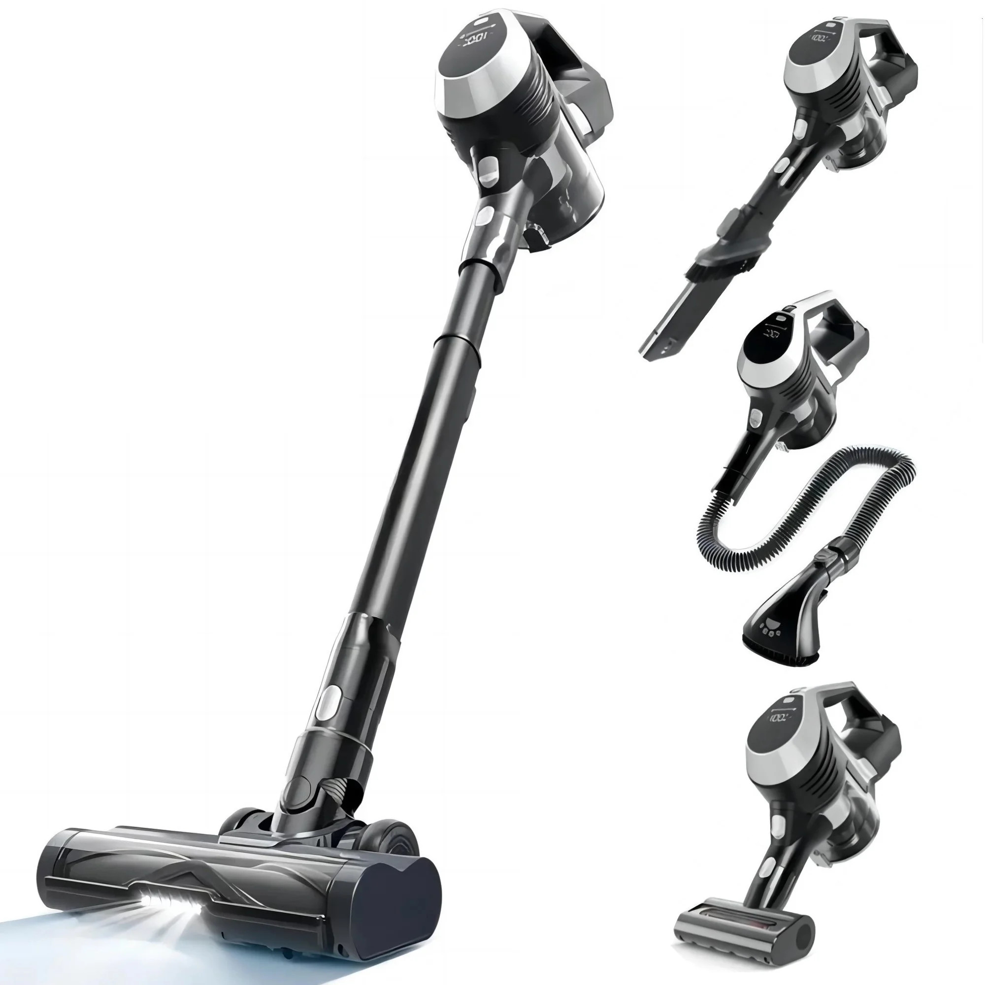 MOOSOO Cordless Stick Vacuum 4-in-1 Lightweight Pet Vacuum Cleaner with Large LED Display Screen | Walmart (US)