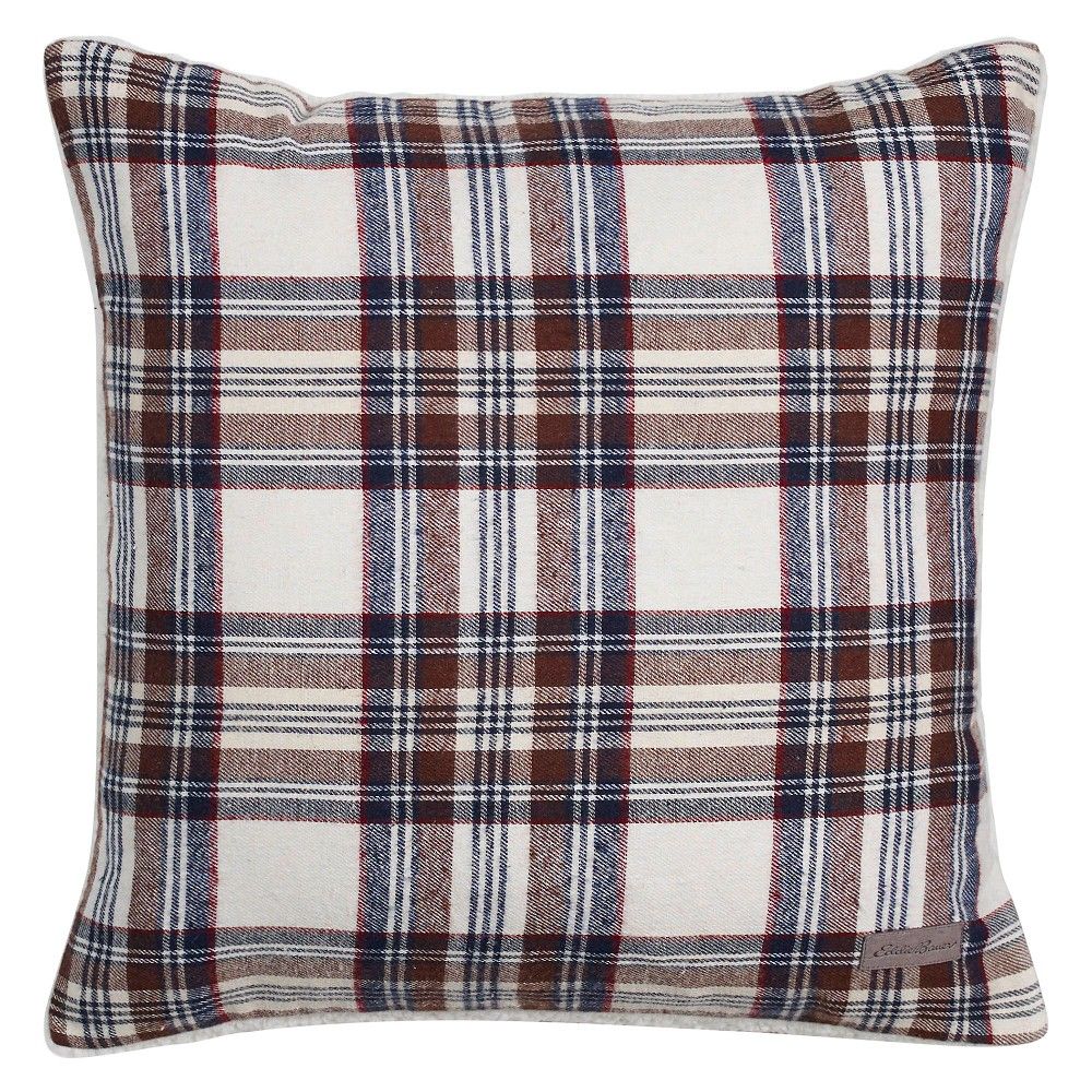 Navy Edgewood Plaid Flannel Sherpa Throw Pillow (20""x20"") - Eddie Bauer , Blue | Target