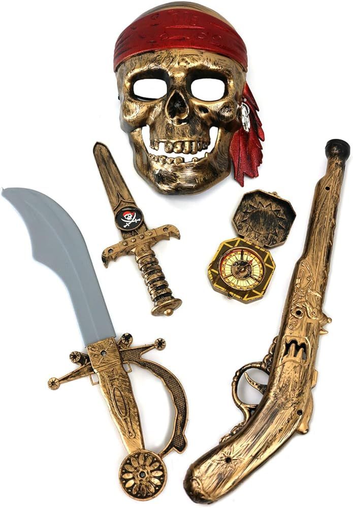 GIFTEXPRESS 5-piece Halloween Pirate Costume Accessories for Kids, Pirate Role Play Set /Hallowee... | Amazon (US)