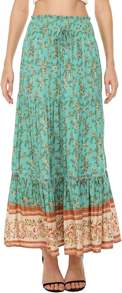 Midi Skirts for Women Trendy Long Flowy Maxi Skirt Womens High Waisted Polka Dot Boho Skirt Knee ... | Amazon (US)