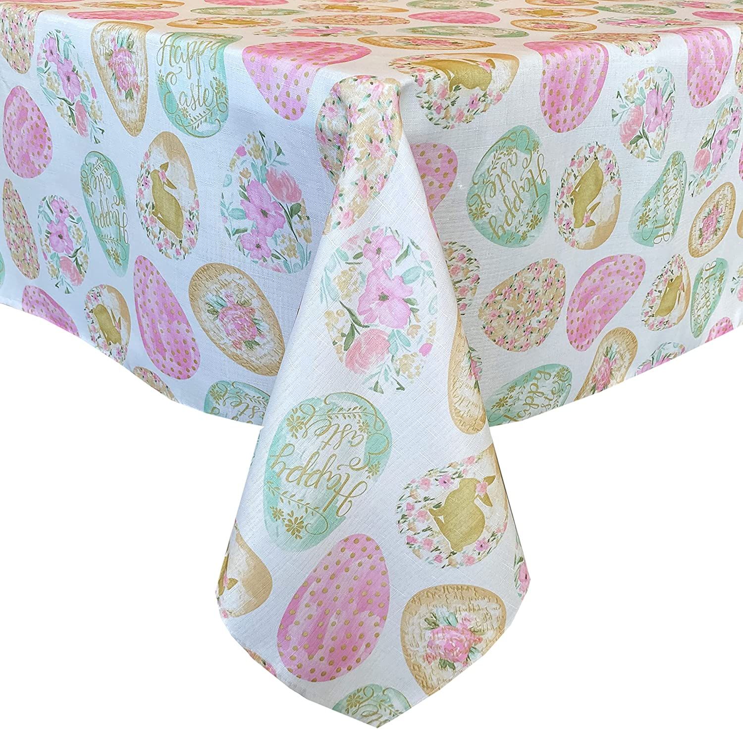 Newbridge Easter Egg Delight Easter and Spring Fabric Tablecloth - Happy Easter Bunny Rabbit Deco... | Amazon (US)