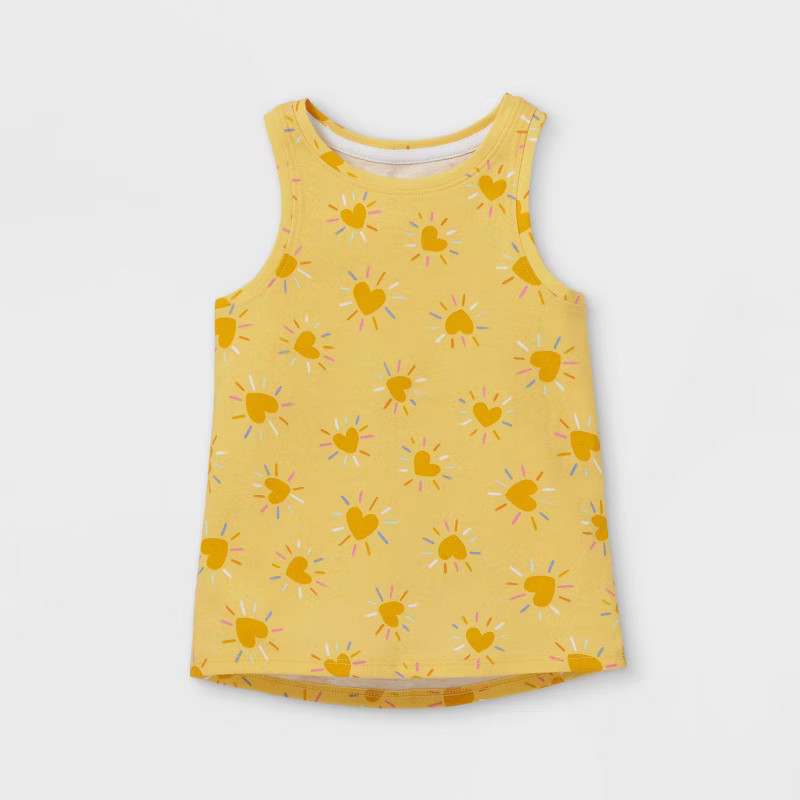 Toddler Girls' Heart Tank Top - Cat & Jack™ Light Yellow 5T | Target