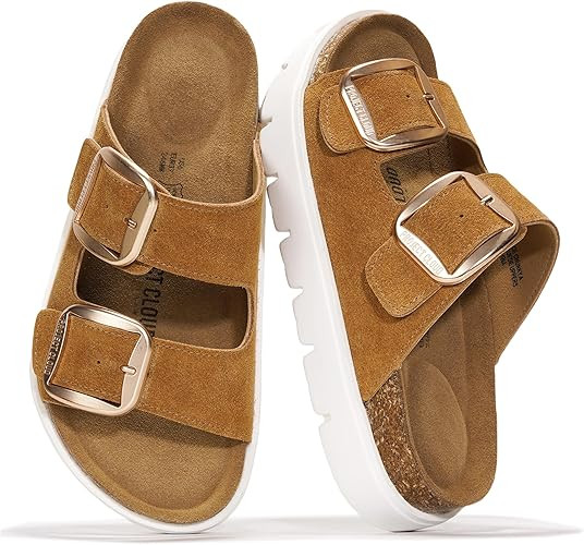 Project Cloud 100% Genuine Leather Platform Sandals Women Footwear - Wedge Chunky Slides for Wome... | Amazon (US)