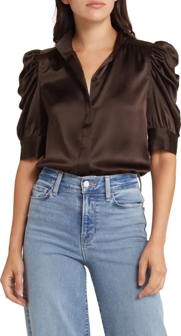 Gillian Three-Quarter Sleeve Silk Button-Up Shirt | Nordstrom