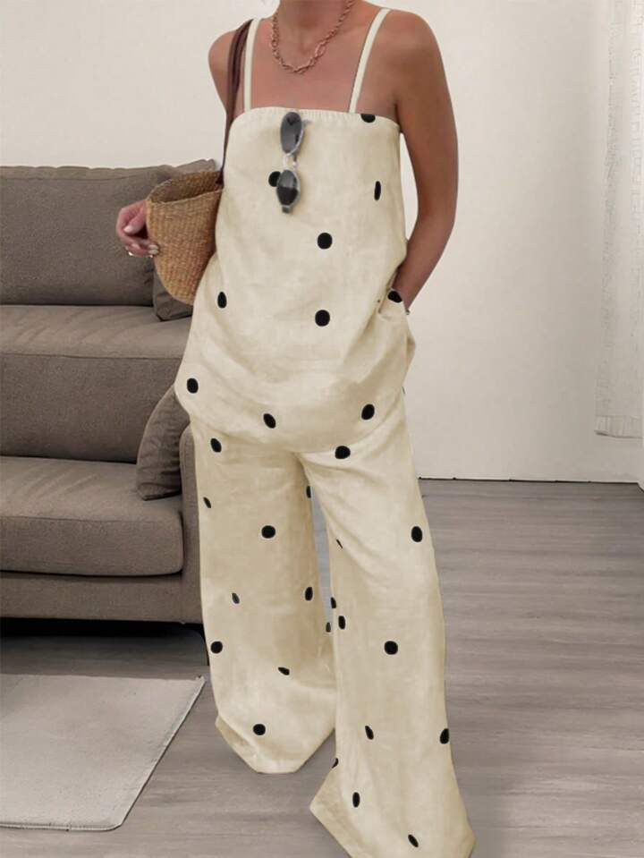 INAWLY 2pcs/Set Women's Simple Polka Dot Pattern Set, Spring/Summer | SHEIN