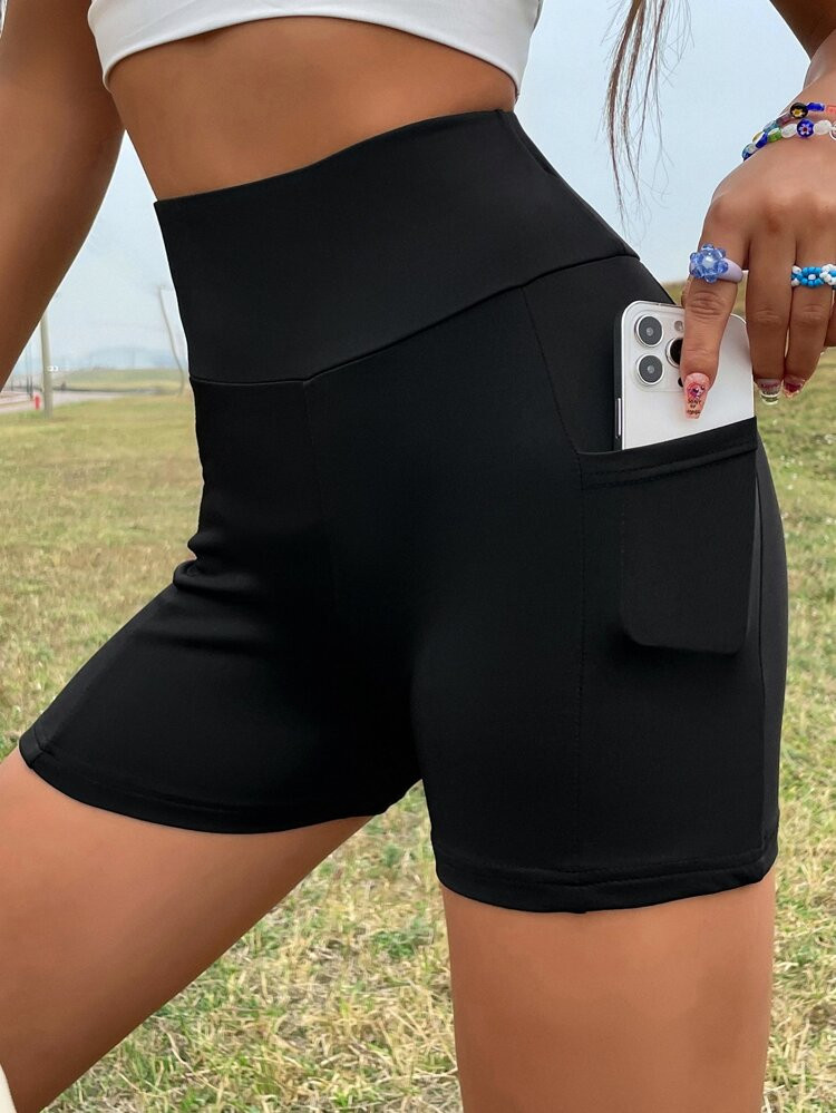 SHEIN SXY Wideband Waist Biker Shorts With Phone Pocket
       
              
              $7.9... | SHEIN